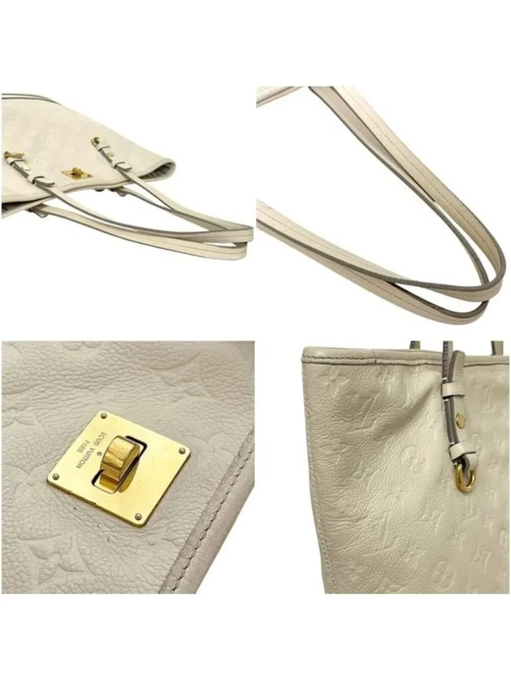 Louis Vuitton Tote Citadines PM Monogram Empreinte Leather Neige Beige